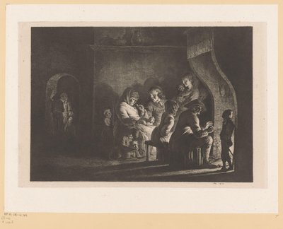Bir ateşin etrafında çiftçi aile by Jean Jacques de Boissieu