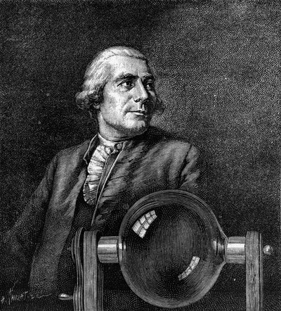 Joseph de Montgolfier (1740-1810), Fransız sanayici, sıcak hava balonunun mucidi portresi. (Musee de Lyon