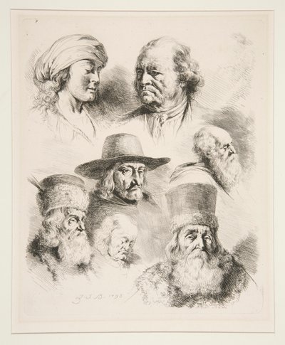 Yedi Portre kafaları by Jean Jacques de Boissieu