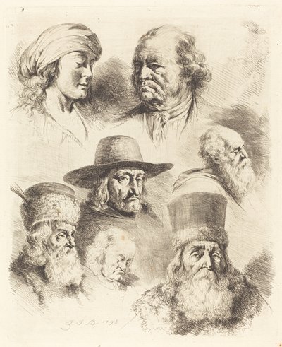 Yedi Kafa Çalışmaları by Jean Jacques de Boissieu