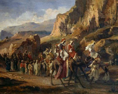 Fas dağlarını geçen karavanlar, Jean-Joseph Bellel (1816-1898), Fransa by Jean Joseph Bellel
