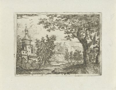 Yuvarlak kule ile manzara by Jean Joseph Hanson