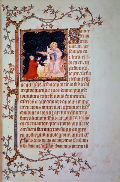 Berry Dükü I. John (1340-1416), John the Black tarafından aydınlatılan el yazmasından (ms. lat. 18014) alınan Holy Trinity Minyatüründen önce (1340-1416), 1375 dolaylarında. Paris, BN by Jean Le and workshop (attr. to) Noir