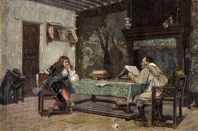 Jean Baptiste Moliere ve Pierre Corneille arasındaki işbirliği Fransız dramatis - “” Yazarlar Jean-Baptiste (Jean Baptiste) Poquelin dit Moliere (1622-1673) ve Pierre Corneille (1606-1684)”” Jean-Leon (Jean) resminden sonra gravür Leon) Gerome by Jean Leon (after) Gerome