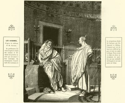 İki Augurs, antik Roma rahipleri (gravür) by Jean Leon (after) Gerome