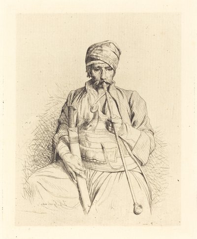 Oturan Arap Boru ile by Jean Leon Gerome
