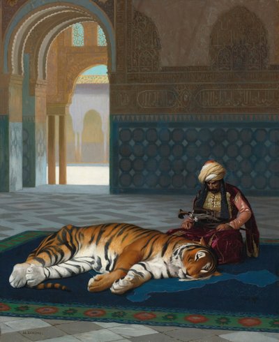 Kaplan ve Koruyucu (tuval üzerine yağlı boya) by Jean Leon Gerome