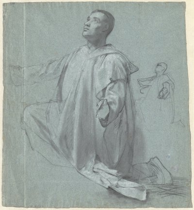 Diz çökmüş genç bir Benedictine Monk by Jean Leonard Lugardon