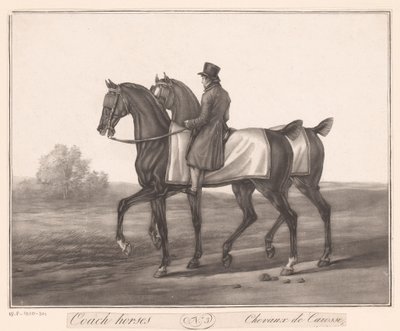 Binici iki ata eşlik ediyor Chevaux de Carosse (nesne üzerindeki başlık) by Jean Louis Darcis (attributed to)