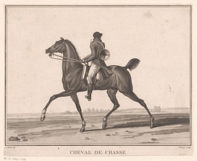 Av boynuzu ile at sırtında binici Cheval de Chasse (nesne üzerindeki başlık) Sujets de chevaux (dizi adı) by Jean Louis Darcis