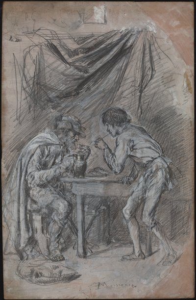 Lazarillo de Tormes Kör Bir Adamdan İçecek Çalıyor by Jean Louis Ernest Meissonier