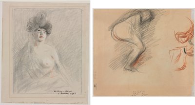 Nezaket (rekto) Figür Eskizleri (verso) by Jean Louis Forain