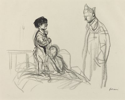 Asker Tarafından Hastanede Ziyaret Edilen Anne ve Çocuğu by Jean Louis Forain