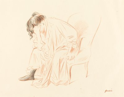 Oturan Kadın Başı Sağ Elinde Dinleniyor by Jean Louis Forain