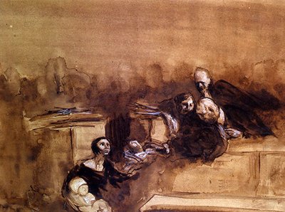 Umutsuz Dava (kağıt üzerinde beyaz yükselme ile kalem & yıkama) by Jean Louis Forain