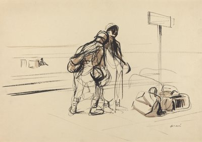 Bir Duyuru Panosu yakınında iki Fransız askeri by Jean Louis Forain