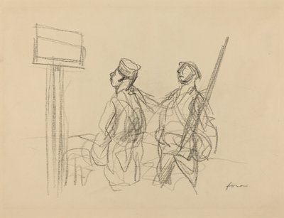Bir Pankarta Bakan İki Asker by Jean Louis Forain