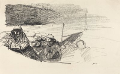Bir Siperde İki Asker by Jean Louis Forain
