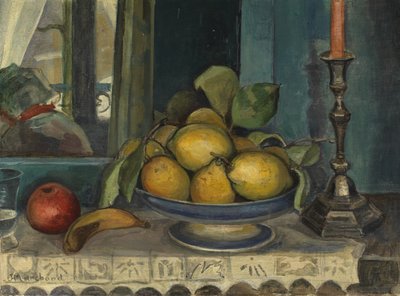 Meyveli ve Şamdanlı Natürmort, 1920 civarı (tuval üzerine yağlı boya) by Jean Marchand