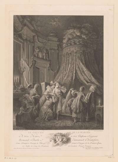 Genç kadın yatağına kaldırdı Le Coucher de la Mariee (nesne üzerindeki başlık) by Jean Michel Moreau