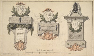 Bir Cenaze Anıtı veya Kitabesi için Üç Tasarım, yaklaşık. 1770-90. by Jean Michel Moreau