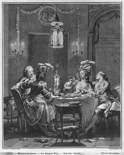 Gurme Akşam Yemeği, Isidore Stanislas Helman (1743-1809) 1781 tarafından oyulmuş by Jean Michel the Younger Moreau