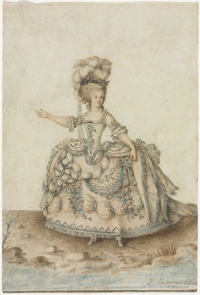 Opera Şarkıcısı için Kostüm Çalışması by Jean Michel the Younger Moreau