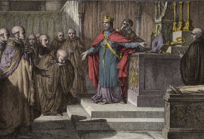 Hugues Capet (941-996) kanonik seçimleri yeniden kurdu: Frankların kralı, bir sunak üzerine bir haç ve bir gönye koyarak keşişlerin rahiplerini seçmelerine izin verdi. Jean Michel Moreau