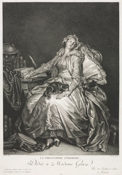 Madam Greuze Uyuyor, 1776. by Jean Michel the Younger Moreau