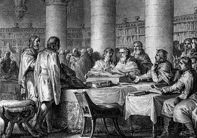 Francs Kralı Charlemagne (747-814) ve keşiş Alcuin tarafından Batı