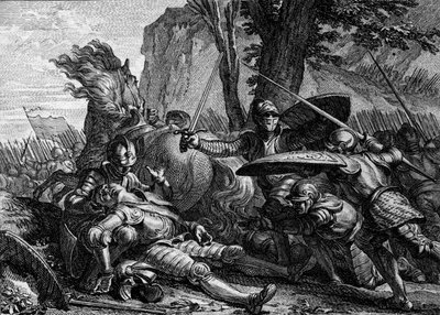 Roland, Charlemagne ve Saracens ordusu arasındaki Roncesvaux savaşında öldü. 778. Jean Michel Moreau
