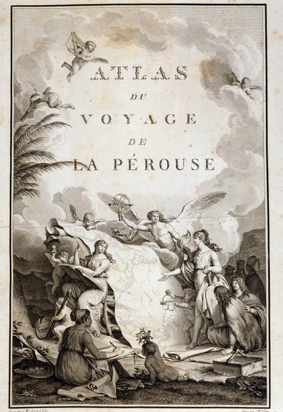 “” Atlas du voyage de La Perouse “” başlık sayfası (Jean-Francois Galaup, Comte de La Perouse (Jean Francois Laperouse) by Jean Michel the Younger Moreau