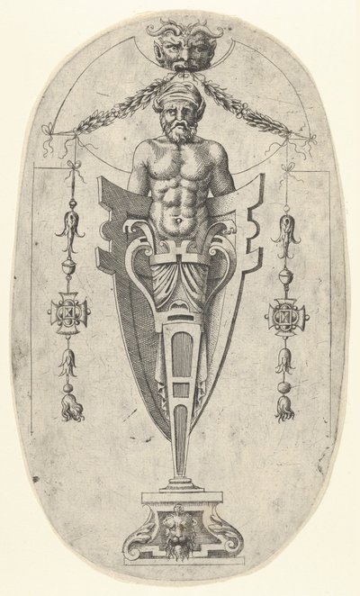 Erkek Terminal Figürü, Yarım Boy Kaide Kapalı Sakallı ve Sarıklı Gövde ..., ca. 1543. by Jean Mignon