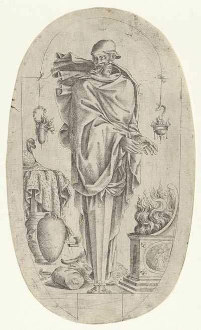 Ellerini Isıtan Yaşlı Adam Şeklindeki Terim, 1535-55. by Jean Mignon