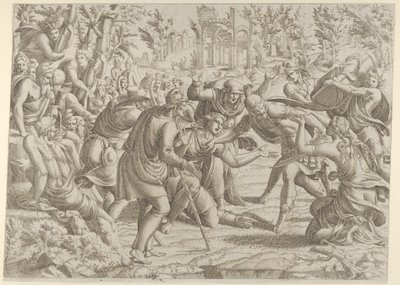 Çobanların Trajan Kampına Getirdiği Hain Sinon, 1535-55. by Jean Mignon