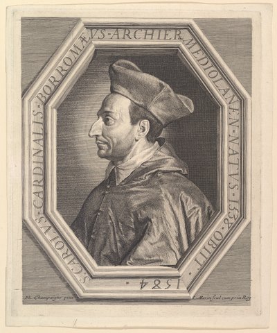 Saint Charles Borromeo, Kardinal ve Milano Başpiskoposu. by Jean Morin