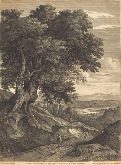 Yürüyen Gezginlerle Tepelik Manzara by Jean Morin, after Jacques Fouquières