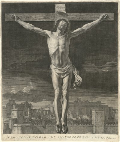 İsa çarmıhta ölüyor by Jean Morin, after Philippe de Champaigne