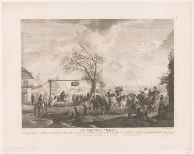 Bir köy hanındaki halka işareti Cours de la bague (nesne üzerindeki başlık) Philips Wouwerman'ın tablolarından sonraki baskılar (seri adı) Oeuvres de Ph.pe Wouwermans Hollandois (seri adı) by Jean Moyreau