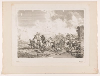 Bir çeşme tarafından dinlenme av partisi La Fontaine de Venüs Philips Wouwerman