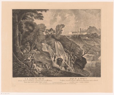 Rustende figürü bij een waterval Şelale - Aquae Lapsus (nesne üzerindeki başlık) Antoine Watteau