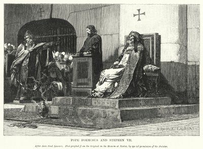 Papa Formosus ve Stephen VII (gravür) by Jean Paul (after) Laurens