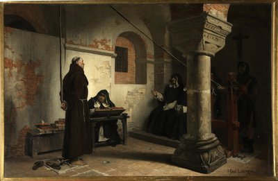 Bernard Delicieux (1260-1319) Engizisyon Mahkemesi huzurunda - Tablo Jean Paul (Jean-Paul) Laurens (1838-1921), tuval üzerine yağlıboya, yaklaşık 1881, 79x121 cm - (Bernard Delicieux Engizisyon Mahkemesi önünde, Yağlı boya Jean Paul Laurens tarafından tuva by Jean Paul Laurens