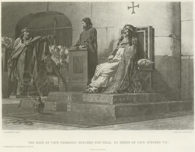 The body of Pope Formosus exhumed for trial by order of Pope Stephen VII (gravure) by Jean Paul Laurens