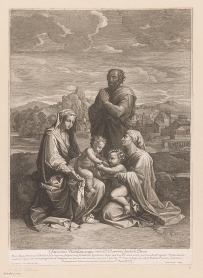 Elizabeth ve John ile Kutsal Aile by Jean Pesne