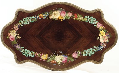 Napoleon III orta sehpa, c.1856 (gül ağacı ve emaye) (ayrıca bkz. 476434 ve 476436) by Jean Pierre Alexandre Tahan