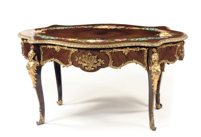 Napoleon III orta sehpa, c.1856 (gül ağacı ve emaye) (ayrıca bkz. 476435 ve 476436) by Jean Pierre Alexandre Tahan