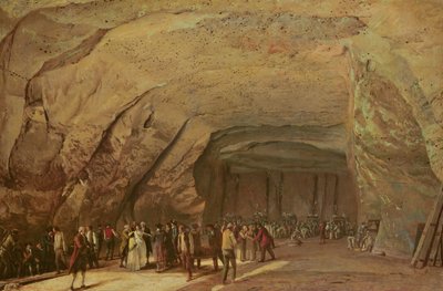 Entrance and Interior of a Cave used as a Warehouse for Salt in Dieppedalle, c.1798  by Jean Pierre Houel