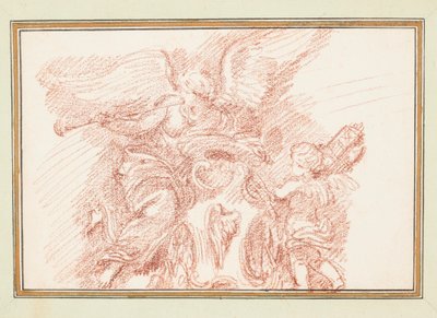 Bir boynuz ve fasces ile putto ile kanatlı figür by Jean Robert Ango