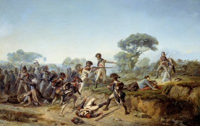 Kan davası şövalyesi Charles de bois-hardy (ahşap dayanıklı, boishardy) metresini kurtarmak istiyor (1795). Jean Soreuil'in (1824-1871) tablosu by Jean Soreuil